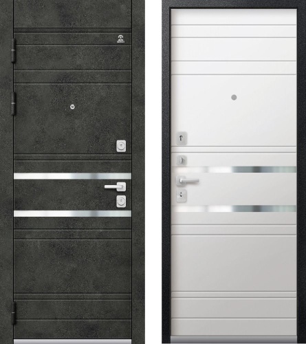 Центурион С-115-2025 Чёрный муар+Бетон тёмный - Кашемир белый